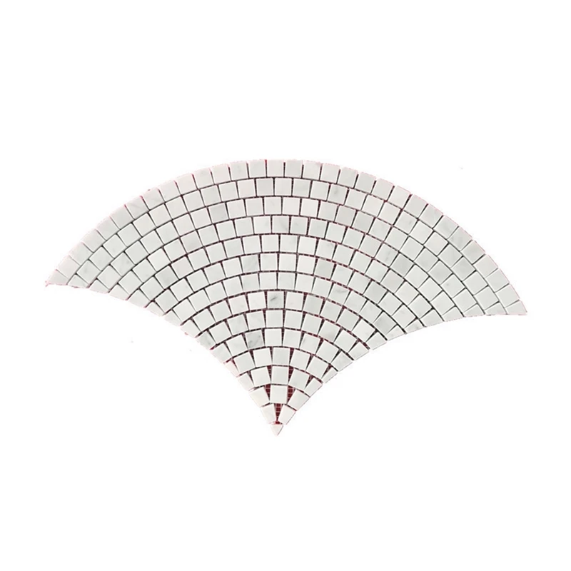 High quality Bianco Carrara White Fish Scale Scallop Fan Pattern Mini Mosaic Tile Honed