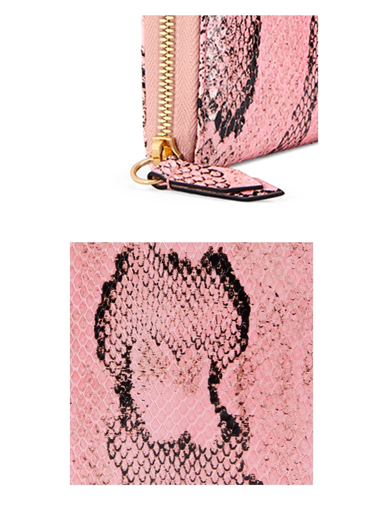 BSCI Authorized Factory #PA0121 Snake Pattern  Purse Rfid Women Vegan Leather Women Wallet Credit Card Holder With Zipper
