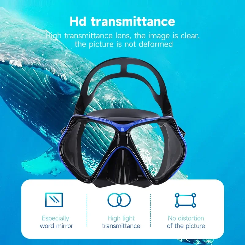 Hot diving equipment wide vision face scuba snorkel diving mask set scuba snorkel mask glasses diving mask with breathing tube