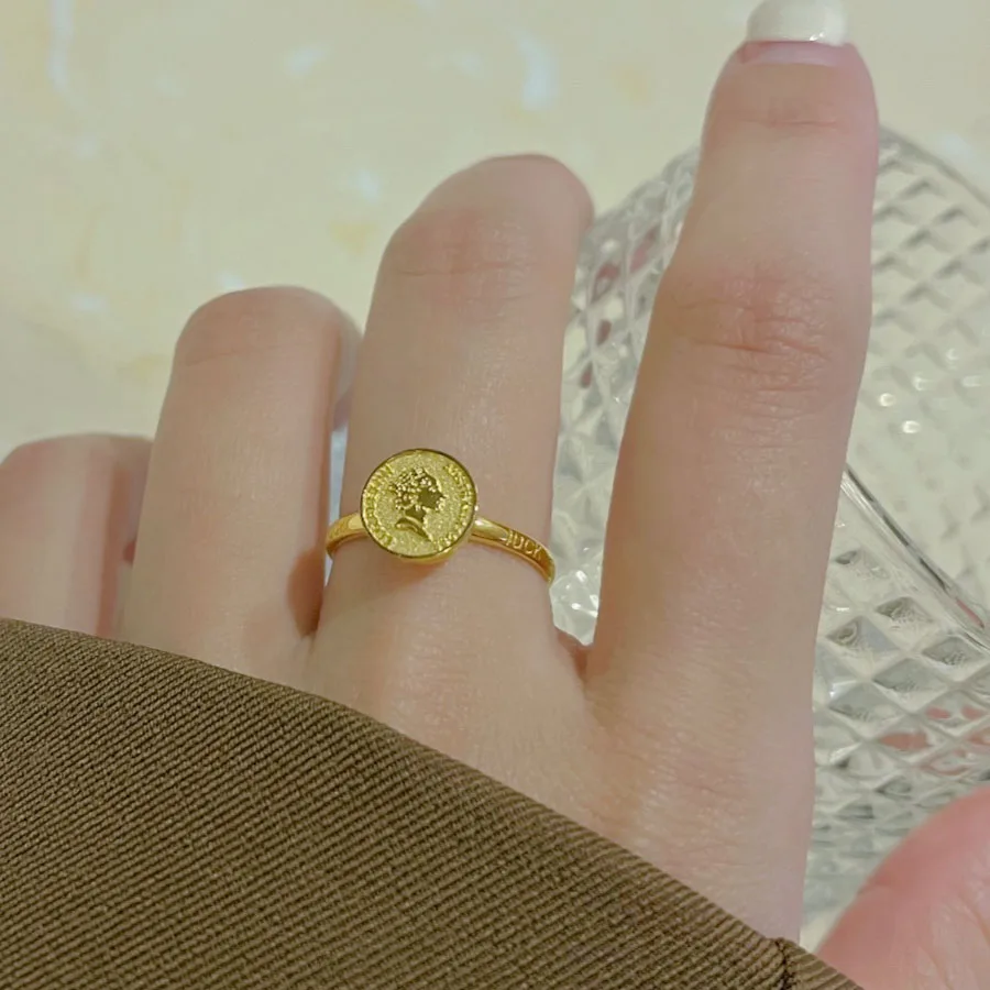 Luxury Fashion Pure 24K Gold Rings Women Ladies Female Bridal Engagement Wedding Ring Jewelry