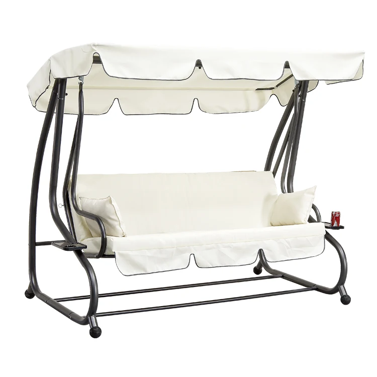 hot sale metal garden balcony patio 3 seat patio hanging swing chair with cushion