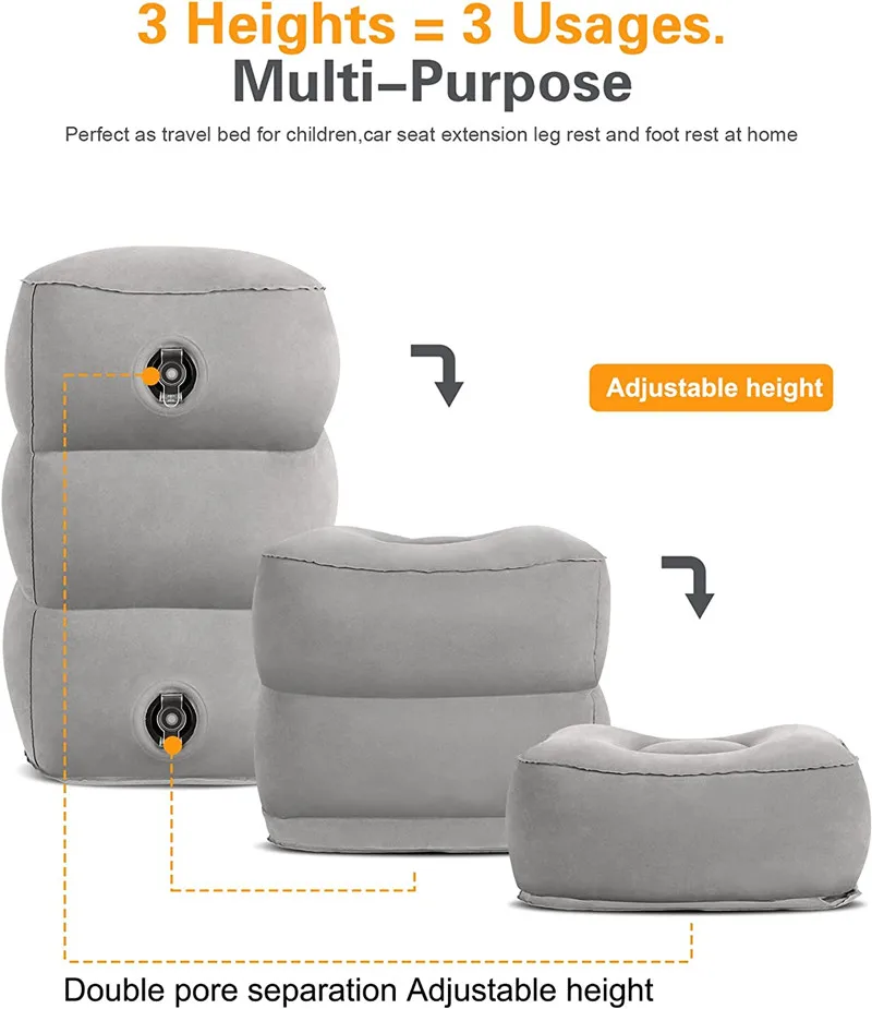 New Inflatable Travel Pillow Cushion for Foot Rest and Kids Sleeping Cushion on Plane Train