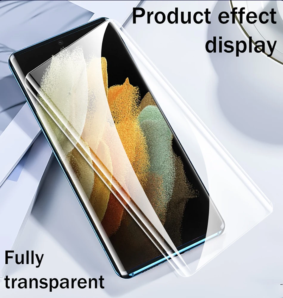 3d UV Liquid Full Glue Tempered Glass For Samsung S23 Ultra S22 + S21 S20 NOTE20 S10 Glue Screen Protector Fingerprint Support