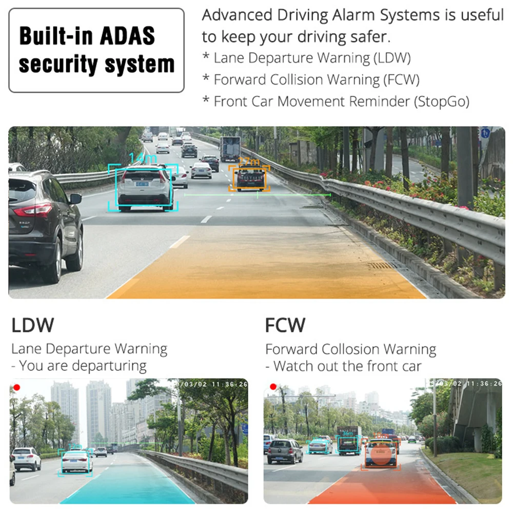Автомобильный видеорегистратор ADAS 1080P HD в черном корпусе цифровой Скрытая камера DVR для Android GPS-навигация