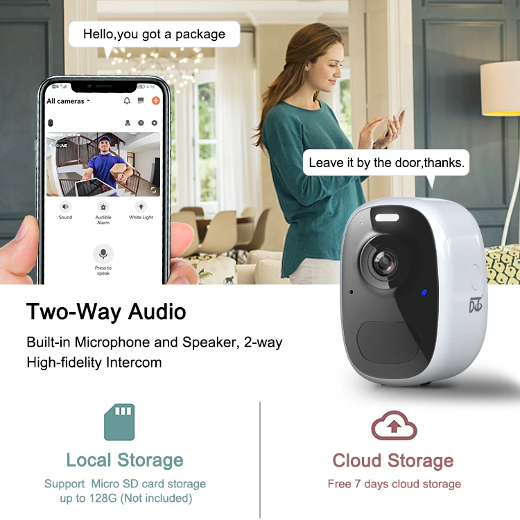 Умная 2k Wi-Fi аккумуляторная камера с ИК-датчиком приложение для домашней