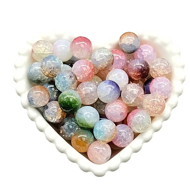 Fengyue New 8/10mm Water Dyed Protein Jade Broken Chinese Sprinkling Glass Beads Diy Bracelet Jewelry Straight Loose B