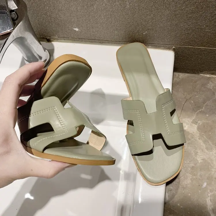 2022 open toe designer famous big brand flat women backless slipper sandals