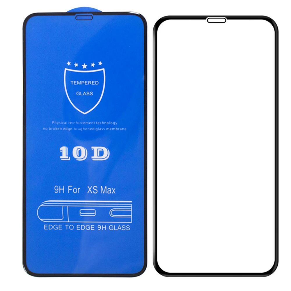 10D полное покрытие с клеем от края до защита экрана телефона стекло для iPhone XS