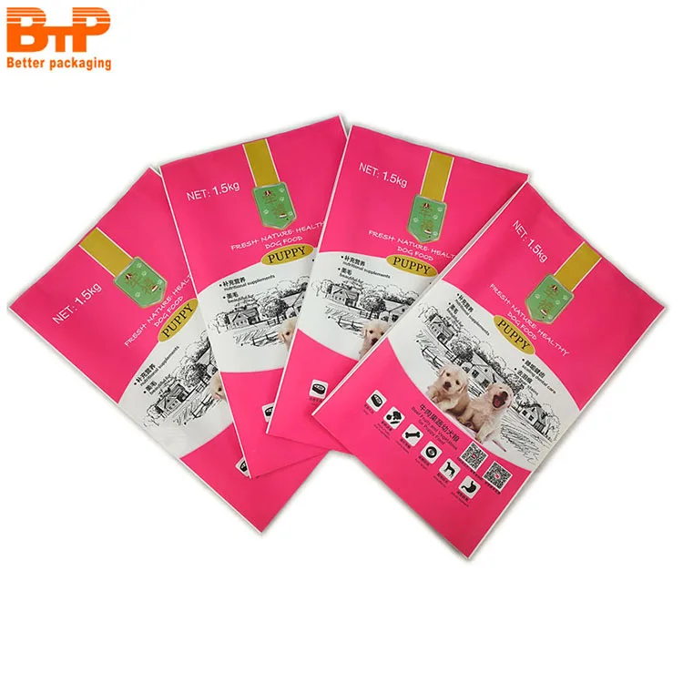 Custom Dog food packaging Gusset pouch  5KG  PET Treat food  mylar bags with Frosted plastic smell proof bag of Flat bottom bags