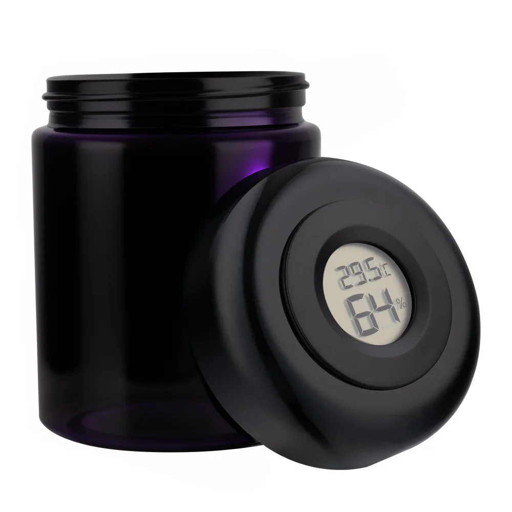 Top Blue 1000 ML large ultra violet smell proof UV glass jar with hygrometer lid