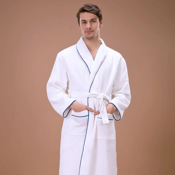 
Luxury 5 Star Hotel Turkish Cotton Waffle Weave Bathrobe With Terry Toweling Inner 