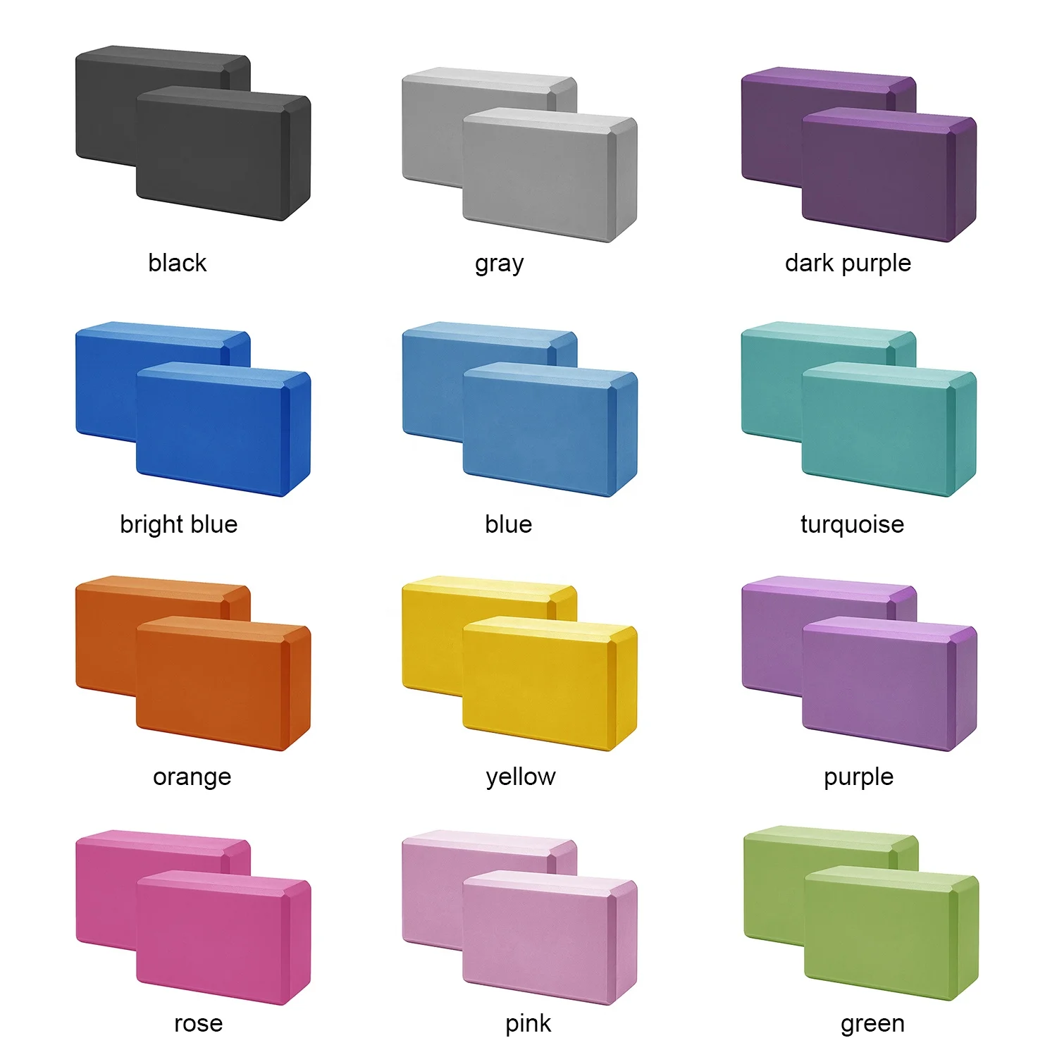 factory low MOQ custom black color Yoga Block Supportive Latex Free EVA Foam Soft Non-Slip Surface for Yoga Pilates Meditation