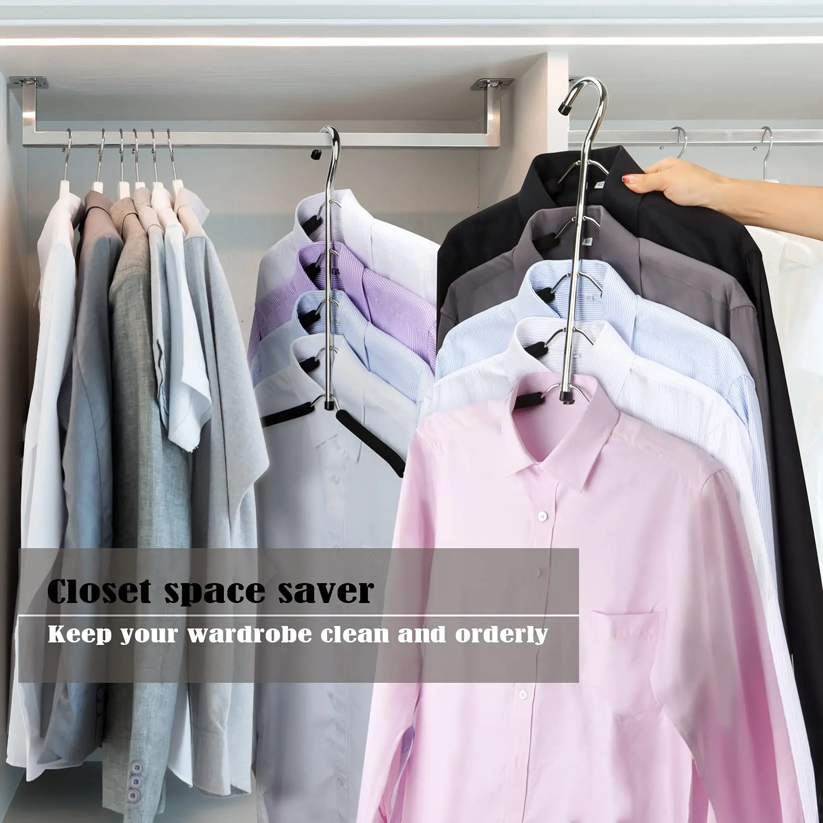 Space Saving Clothes Hanger Non Slip Padded Coat Hanger 5 Layers Sweater Shirt Hanger Closet Storage Organizer