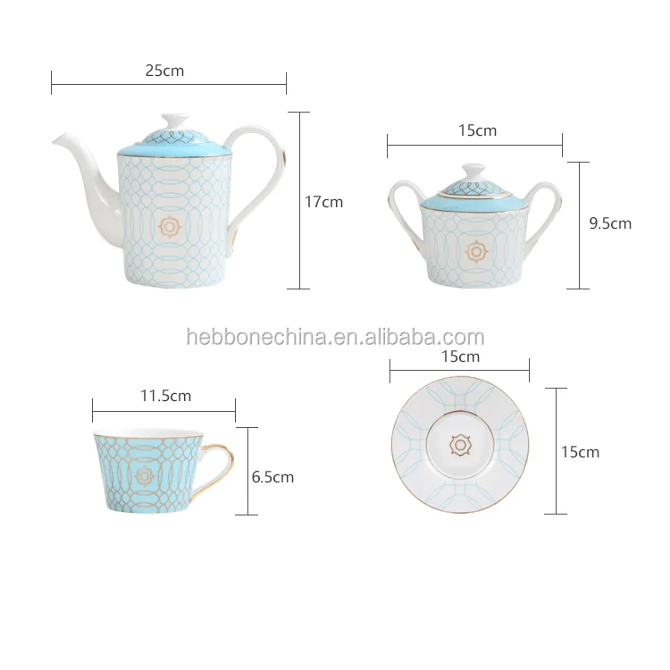 Tangshan Porcelain Manufacturer Wholesale British European Style 15 PCS Fine Bone China Tea Set Ceramic