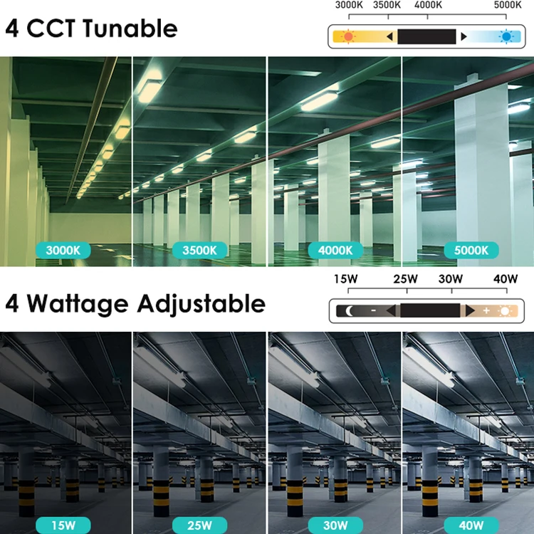 Surface Mounted 15w 25w 30w 40w 45w 60w 70w 80w Waterproof Ip65 4ft 8ft Emergendy Led Tri Proof Light