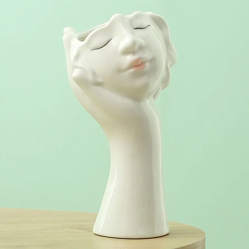 Керамическая ваза в скандинавском стиле с изображением человеческого лица современный Декор для дома и офиса креативное украшение гостиной настольное