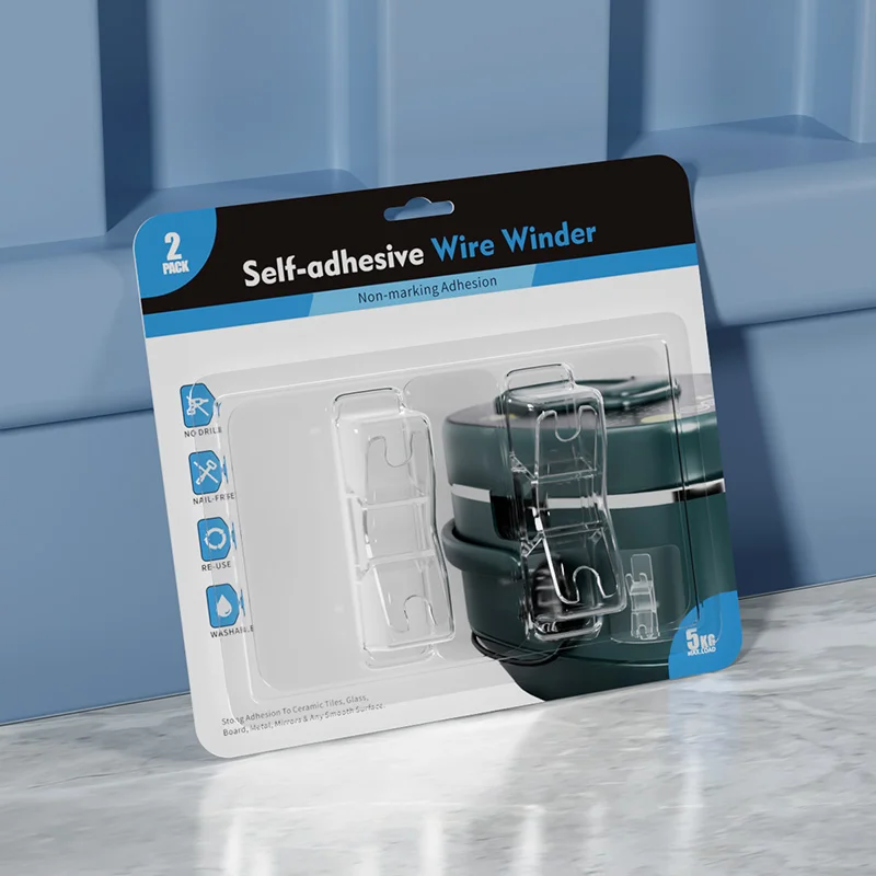 Adhesive Wall Cord Winder Wrapper Transparent PVC Injection Plastic Cable Organizer Hook Multifunctional Single Bathroom Kitchen