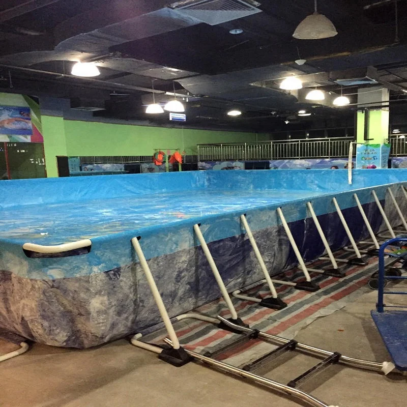 Fashion design pvc adult children indoor outdoor large slide inflatable metal frame mobile swimming pool for sale