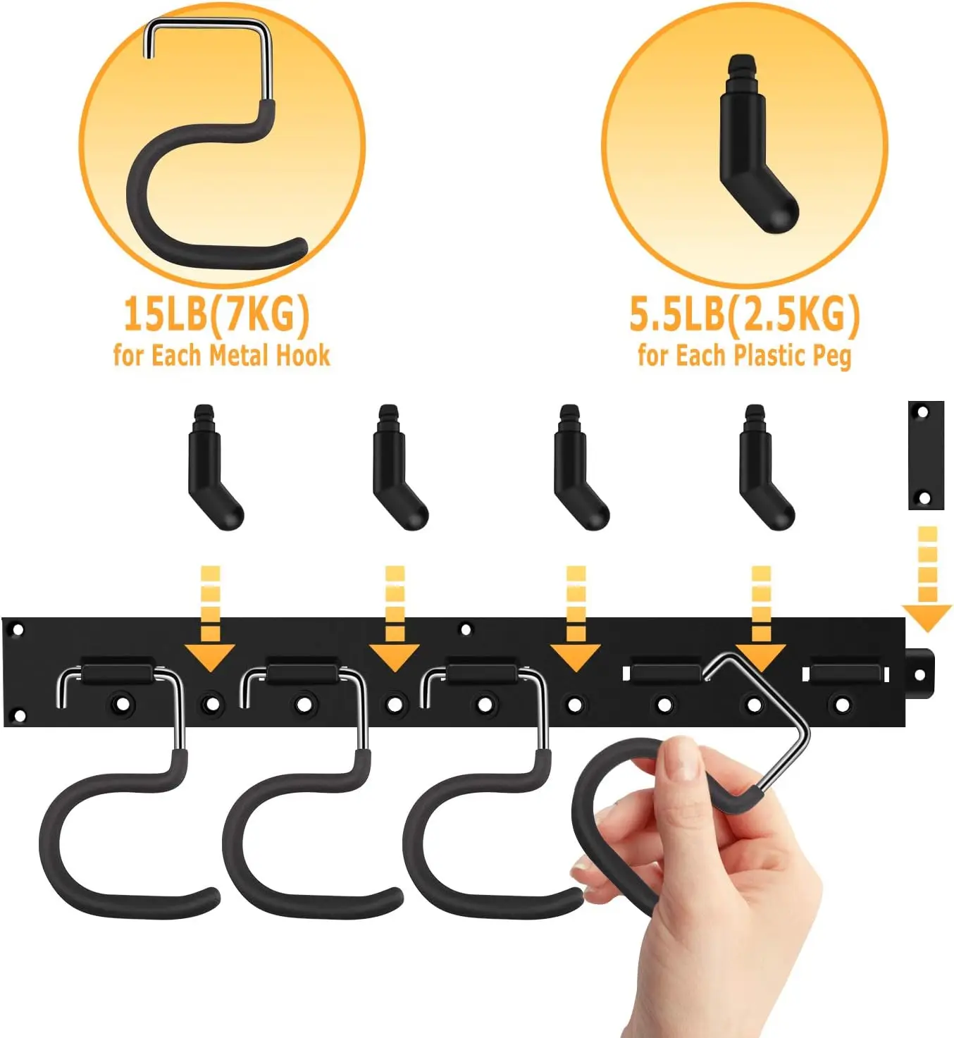 Hot sale New Style Garage Storage Hooks Utility Double Heavy Duty for Organizing Power Tools Wall Mount Hooks Wall Organizer