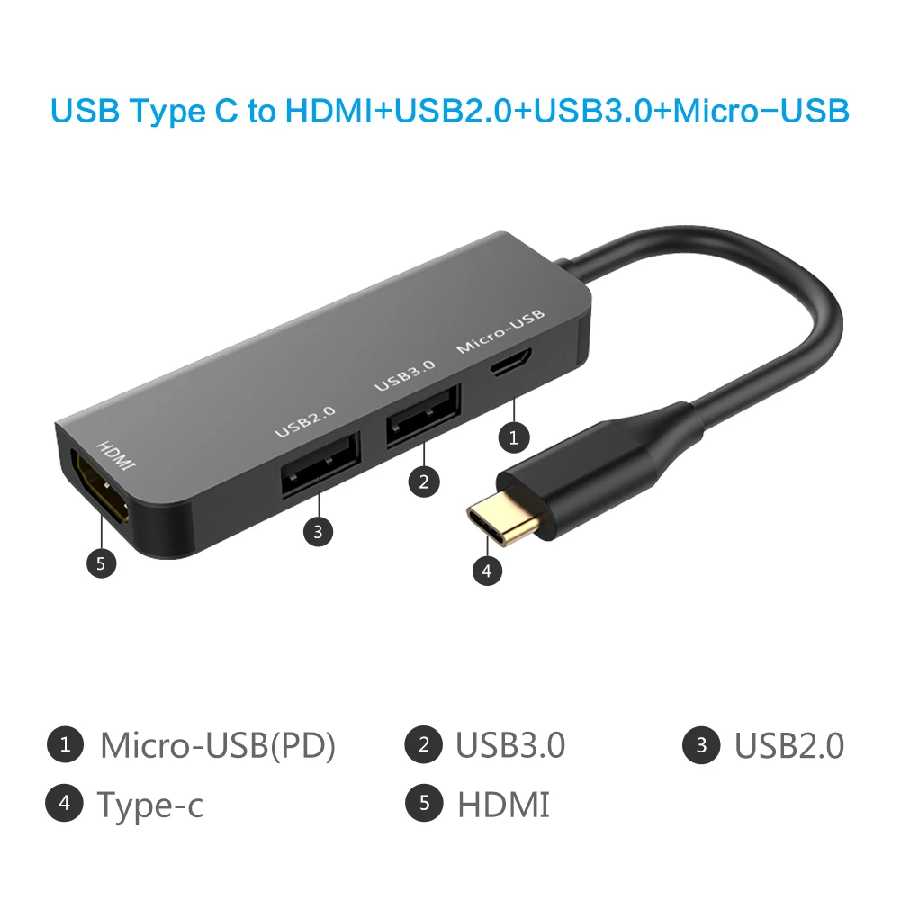  Мультимедийный USB-концентратор 4 в 1 USB Type C Hub to 4K HDTV для ПК и