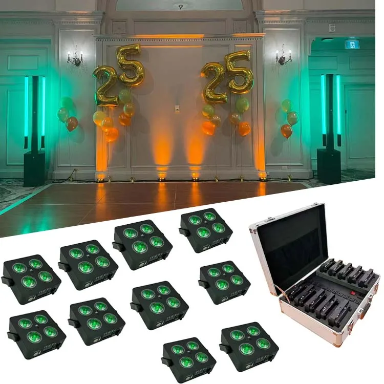10pcs X 1 Case Super Quality Battery Stage Led 4X18W Rgbwa+uv 6in1 Disco Strobe Effect Bar Dj Light