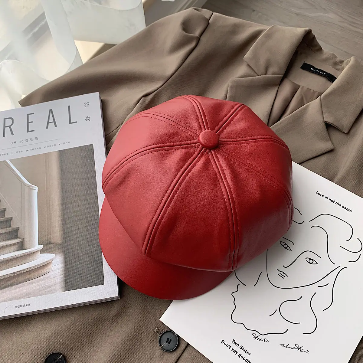 Fashionable high quality new pattern women versatile leather beret hat