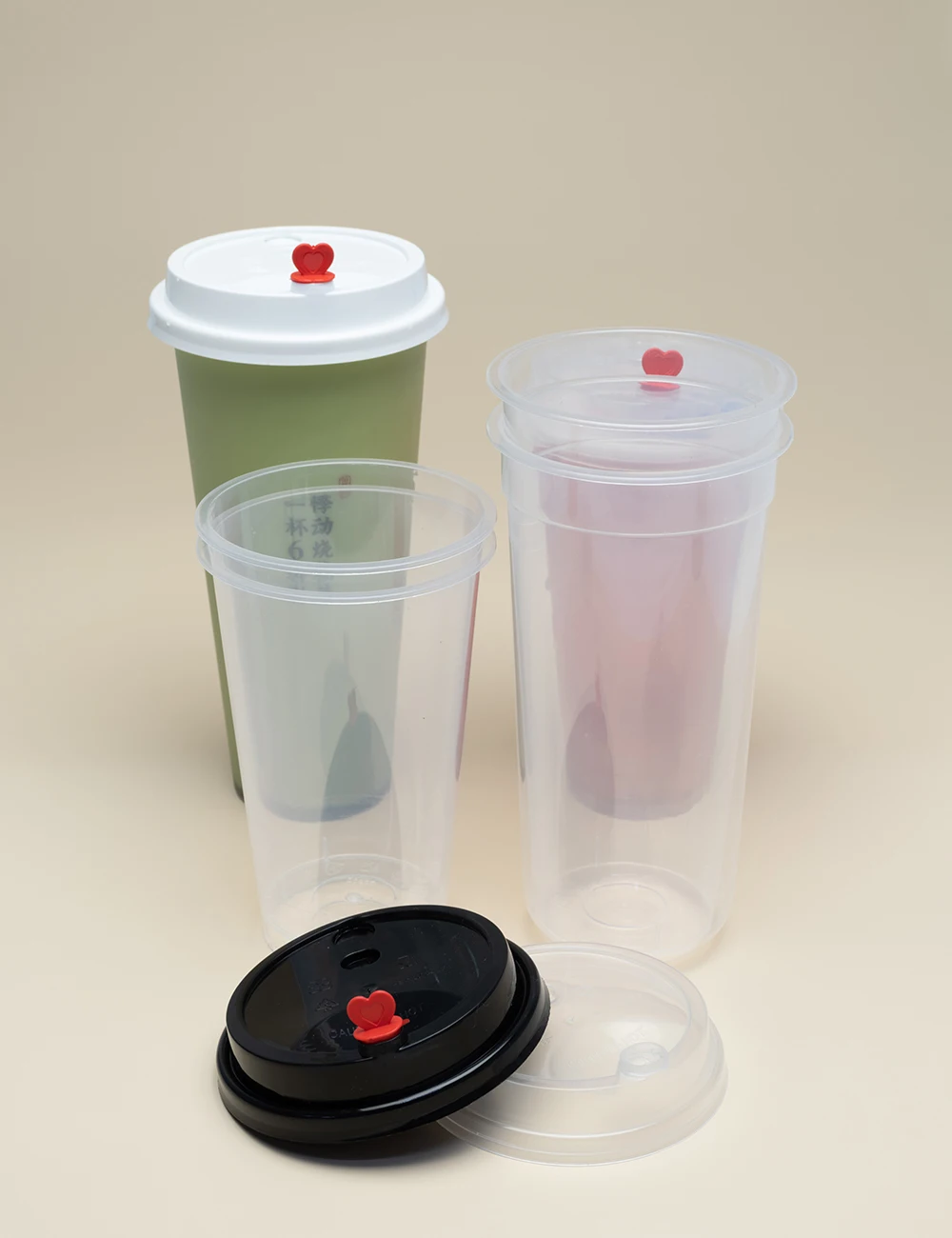 Custom logo printed 12 oz 16 oz 24 oz 32 oz pp hard milk tea cup clear frosted disposable plastic cups with lids