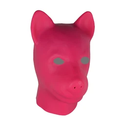 New hot 3D closed eyes fetish hood pig red mouth sheath tongue nose tube latex human hood mask sexy costumes