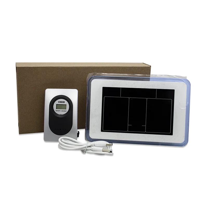LCD alarm clock with Weather Station hang wall equipped with 3 outdoor temperature measuring equipment