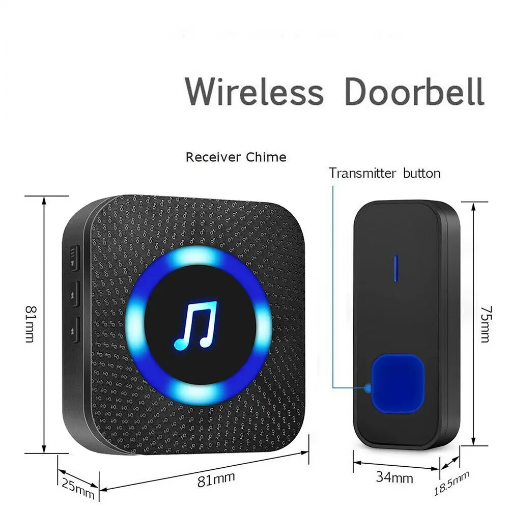 Waterproof Chime Outdoor Home Security Welcome Bell Smart Calling Bell Wireless Doorbell with LED