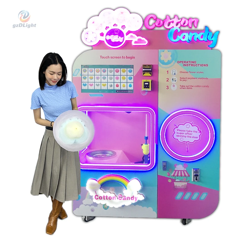 Latest Mg320 Snack Cotton Machines Cotton Candy Digital Vending Machine Self Cotton Candy Automatic Production Line