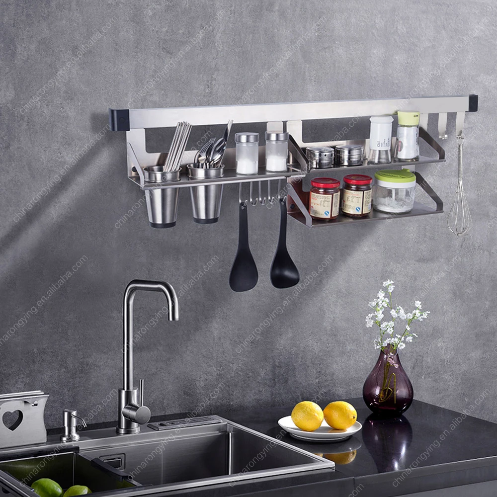 stainless steel 304 kitchen utensil spice storage hanging rack,combinable rack