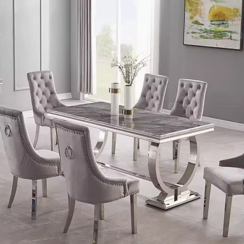 Suke Modern Marble Table 4 Seater Dining Table Set Luxury Glass Dinning Table