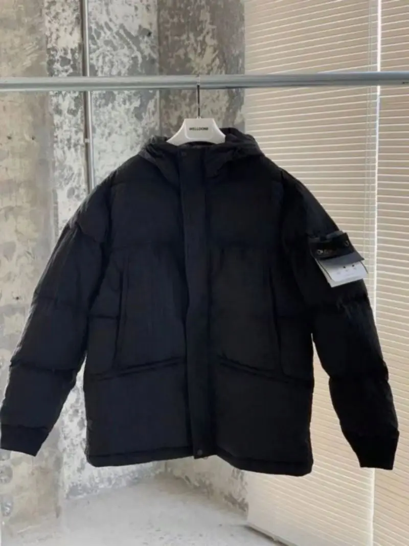 Stone New Winter Cotton-padded Clothes For Men And Women Casual Waterproof Metal Nylon Hooded Down Couple Coat Warm