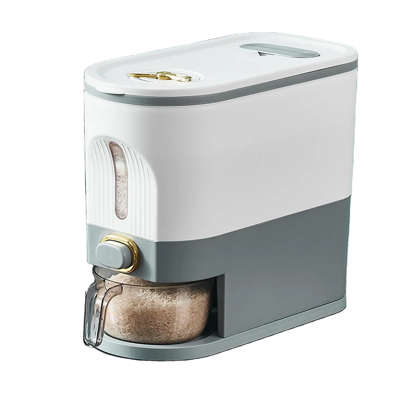 Hot Sale Bin Grain Dispenser Transparent Sealed Press Type Large Capacity Pet Food Organizer Box Rice Dispenser