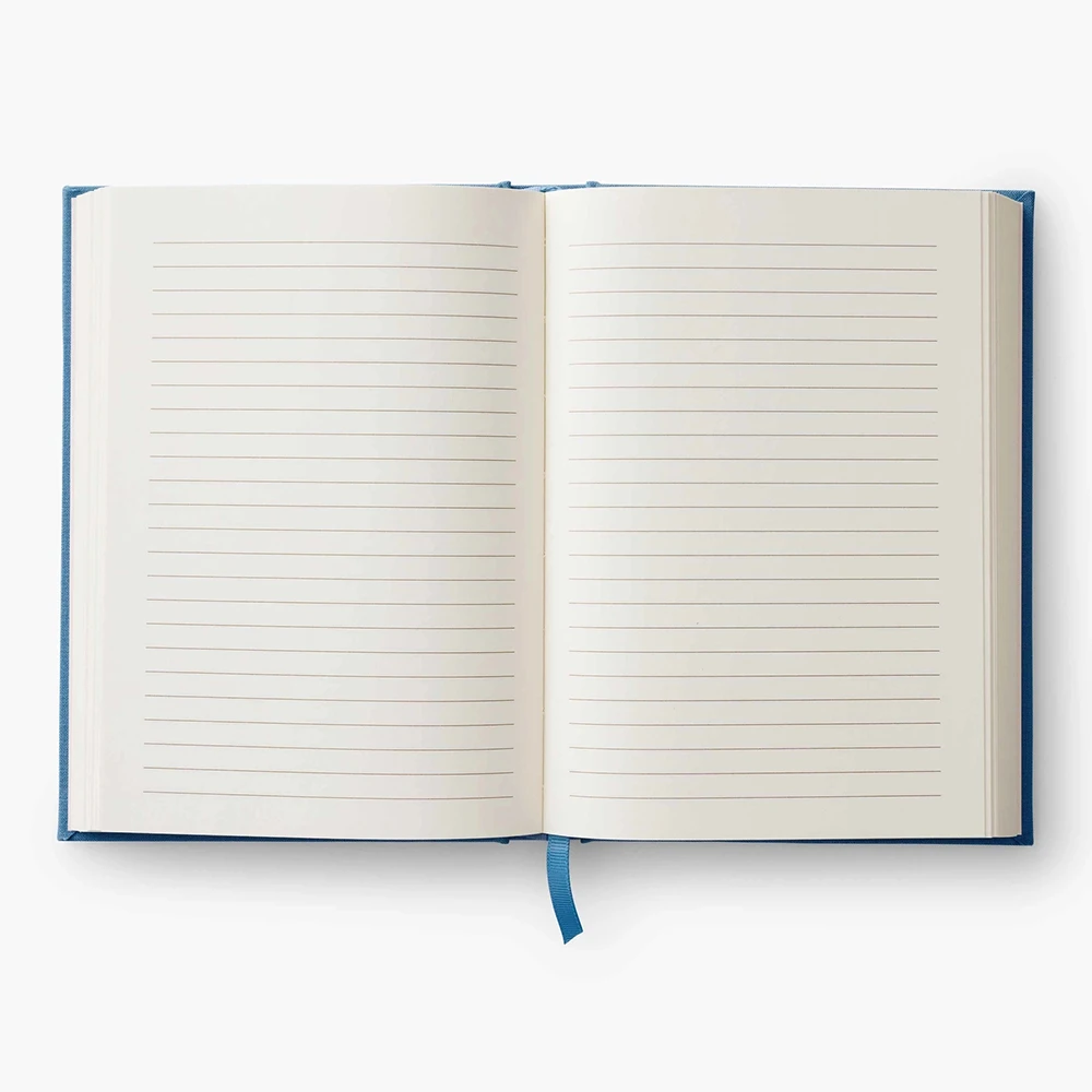 Custom Logo A5 Hardcover Lined Ruled Paper Embroidery Journal Fabric Linen Notebook
