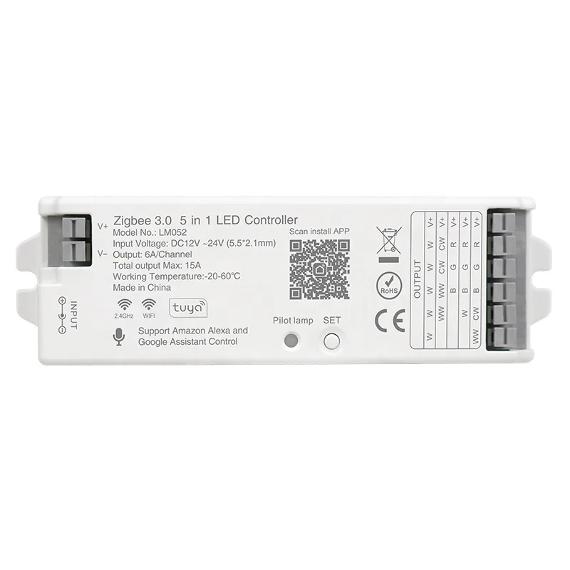 Светодиодный контроллер с голосовым управлением Tuya Zigbee 3 0 5 в 1 новый