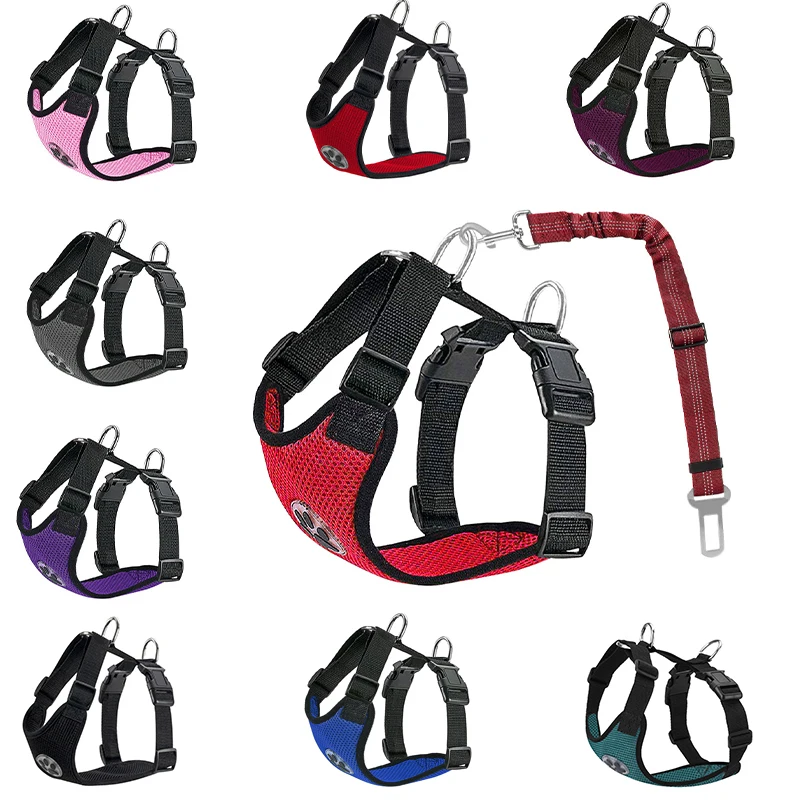 High Quality Professional Comfort nylon harness Pet Dog Car Seat Safety Dog Backpack harness dog seat belt