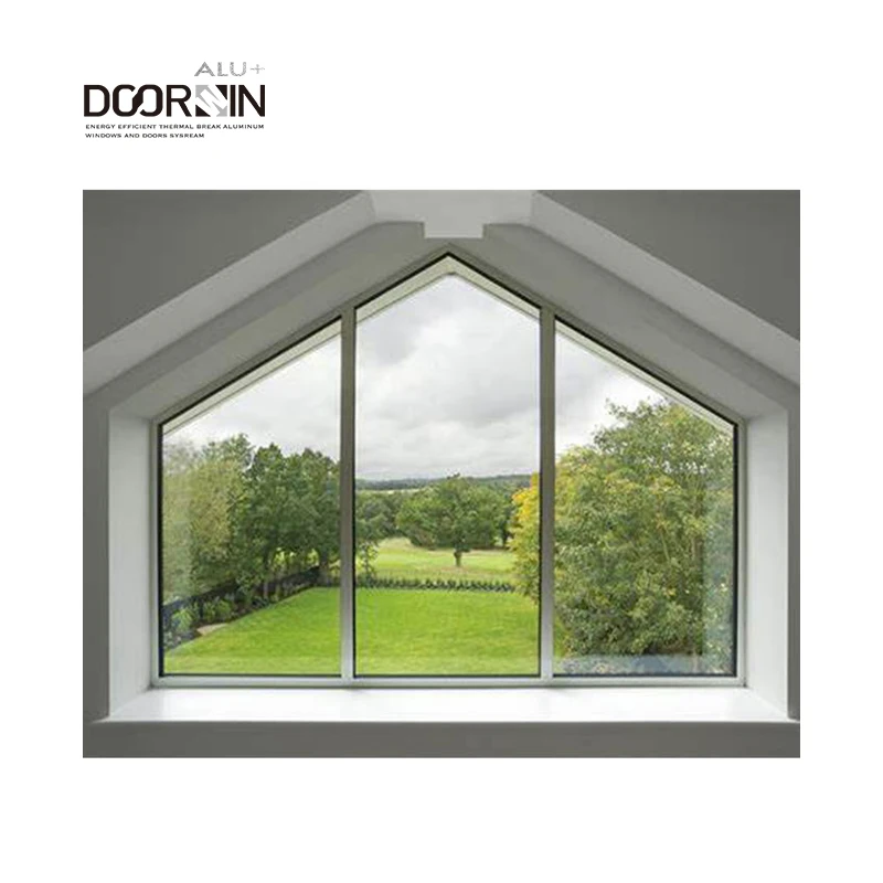 Powder Coating Customized Special Shape Windows Hurricane Impact Heat Insulated Aluminum And Glass Fixed Windows