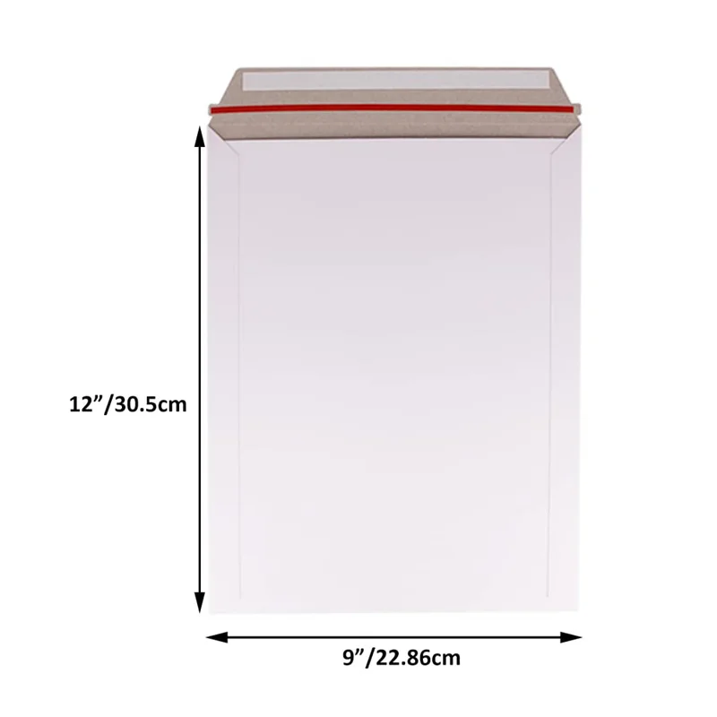 9X12 inch Self Seal Photo Mailers Stay Flat White Cardboard Personalized Envelopes Packaging