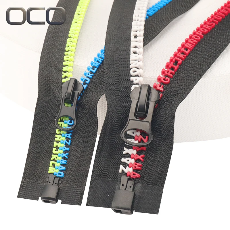 OCO New Design Custom Word Zipper With Letter Plastic Zipper And Arabic Alphabet Zipper Use For Clothing