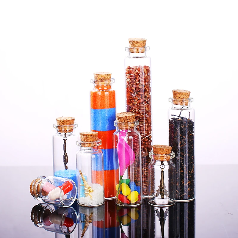 2021 Hot sale cute pendant glasses mini bottles wishing bottles with cork stoppers