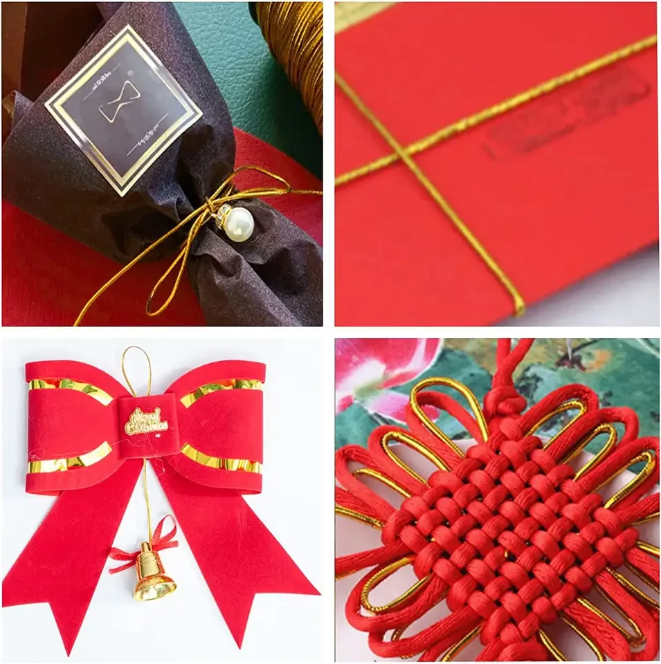 Decoration DIY Gold and Silver Metallic Handmade elastic ties loop cord for Christmas Elastic String