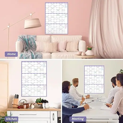 Large Dry Erase Calendar with 8 Stickers Great Layout Wall Calendar Dry Erase for Home Office and Classroom