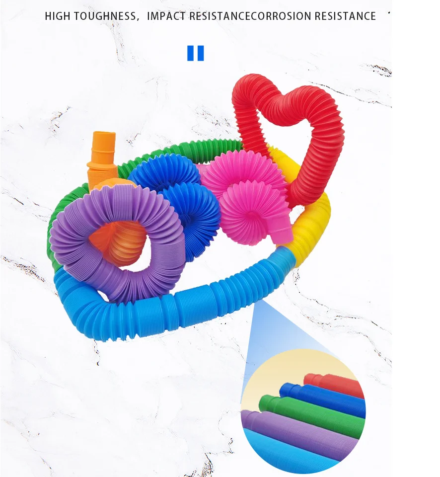 Unisex Plastic Pop Tubes Fidget Toy Sensory Fidget Tube for Kids 2-4 Years Classroom Fidget Toy for Autism Popping Sensation