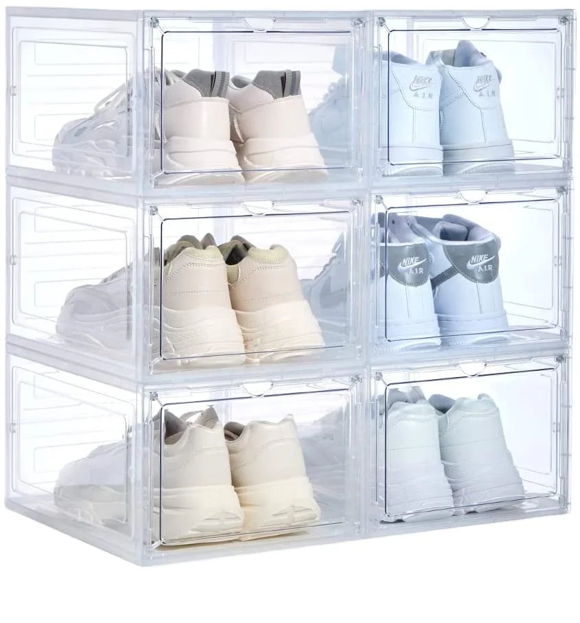 Shoe Box Stackable Plastic Shoe Storage Box Side Door Magnet Suction Dust Proof Moisture Proof Shoe Boxes