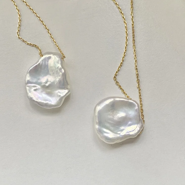  Exquisite 925 silver Korean jewelry gold plated fashion irregular baroque natural fresh water pearl