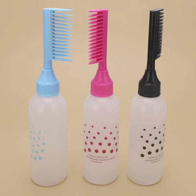 wholesale 1 pack 160ml 6oz root comb applicator bottle with comb attachment cheap hair dye empty applicator bottles for hair oil