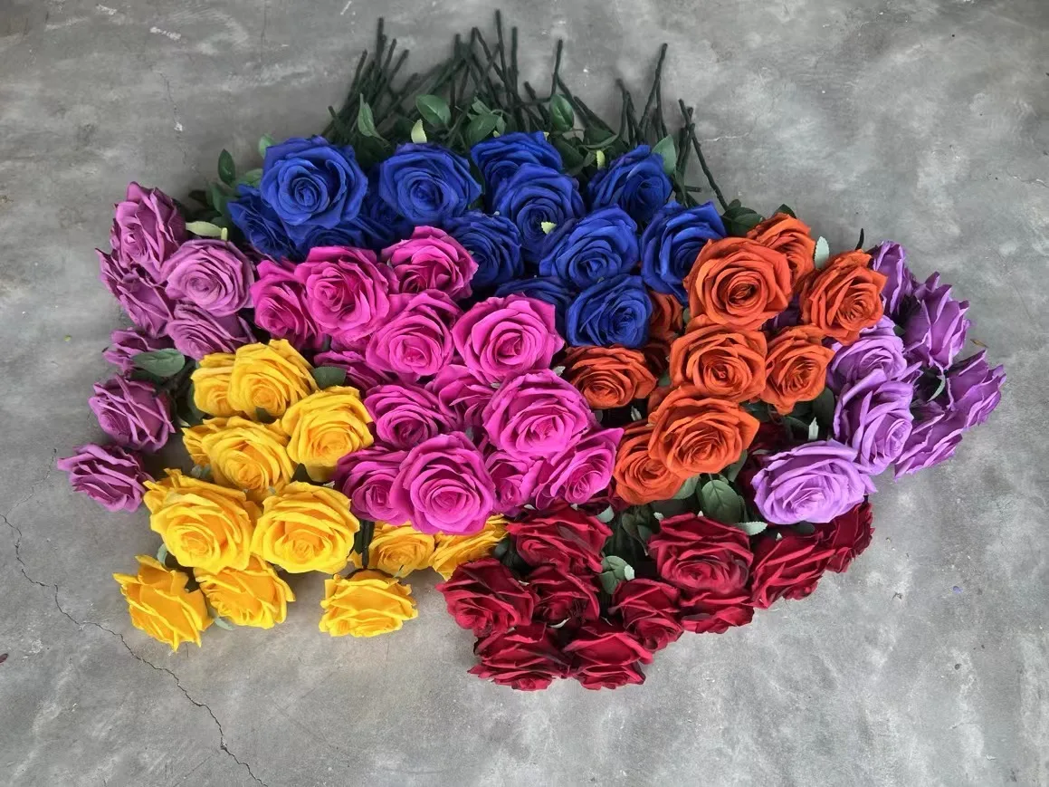 YOPIN-1139 Wholesale Bulk Burgundy Roses Artificial Rose Flowers With Stem For Wedding Decorations