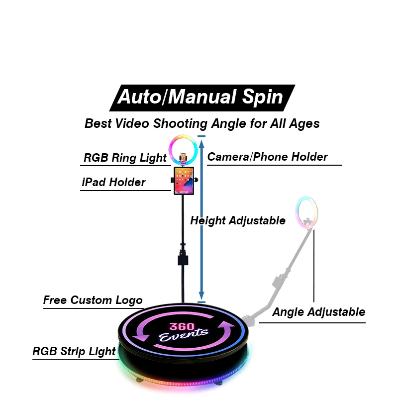 camera 360 degree rotating automatic spin selfie foto photo spinner 360 video booth photobooth